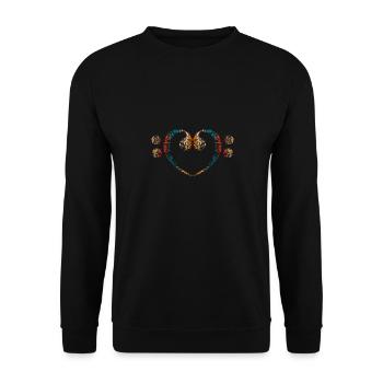 Herz aus Vintage Bassschlüsseln - Unisex Pullover - Schwarz - Vorne - Alina (178cm) & Michal (187cm)