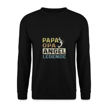 Old Man with Angel Angler Papa Vintage Angel - Unisex Sweatshirt - black - Front - Alina (178cm) & Michal (187cm)