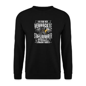 Staplerfahrer - Unisex Pullover - Schwarz - Vorne - Alina (178cm) & Michal (187cm)
