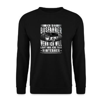 Busfahrer - Unisex Pullover - Schwarz - Vorne - Alina (178cm) & Michal (187cm)