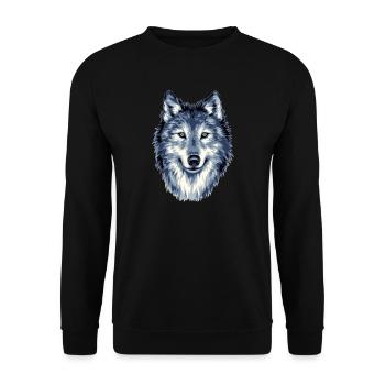 WOLF HEAD - Wildes Herz bis ins Detail - Unisex Pullover - Schwarz - Vorne - Alina (178cm) & Michal (187cm)
