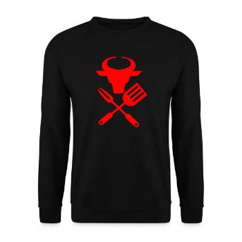 Bull head Barbeque tools, kitchen utensils - Unisex Sweatshirt - black - Front - Alina (178cm) & Michal (187cm)