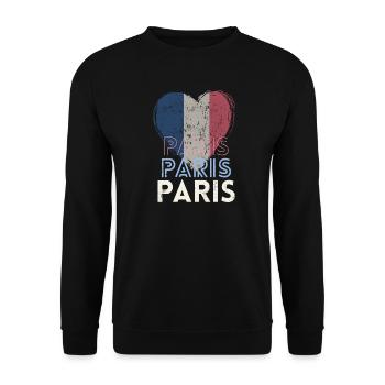 Retro badge, Paris France is my hometown - Unisex Sweatshirt - black - Front - Alina (178cm) & Michal (187cm)