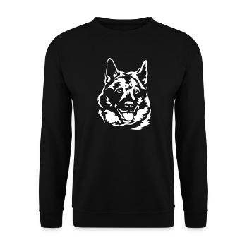 Norwegischer Elchhund Kopf "Black Edition" - Unisex Pullover - Schwarz - Vorne - Alina (178cm) & Michal (187cm)
