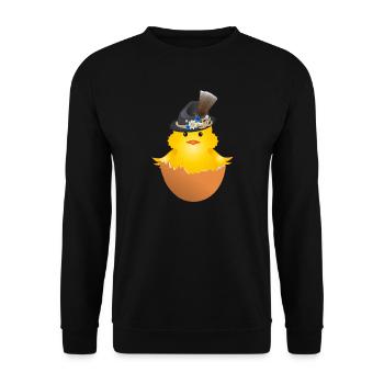Bavarian chick with traditional hat in eggshell - Unisex Sweatshirt - black - Front - Alina (178cm) & Michal (187cm)