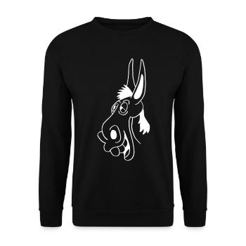 Weißer Esel - Unisex Pullover - Schwarz - Vorne - Alina (178cm) & Michal (187cm)