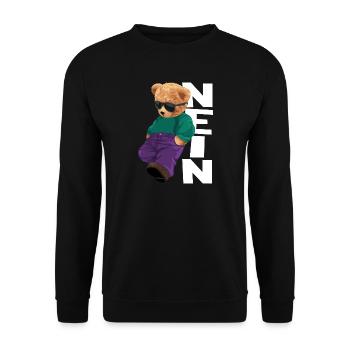 Teddy Rebel Neon Outfit NEIN - Unisex Pullover - Schwarz - Vorne - Alina (178cm) & Michal (187cm)