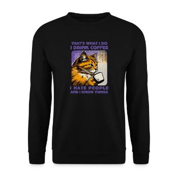 Caffeine-Powered Cat Lover - Unisex Sweatshirt - black - Front - Alina (178cm) & Michal (187cm)