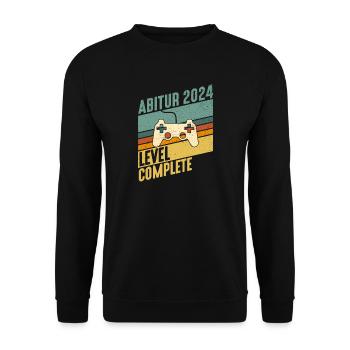 Abitur 2024 Level Komplett Gamer Konsole Abi - Unisex Pullover - Schwarz - Vorne - Alina (178cm) & Michal (187cm)