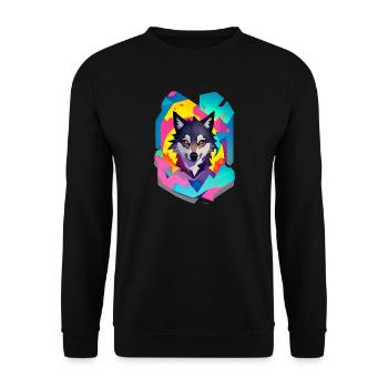 Wolf - Unisex Pullover - Schwarz - Vorne - Alina (178cm) & Michal (187cm)