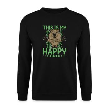 C'est mon visage heureux, Quokka - Sweat-shirt Unisexe - noir - Devant - Alina (178cm) & Michal (187cm)