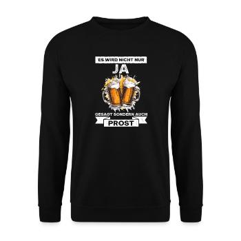 Lustiger Junggesellenabschied Hochzeit Bier Spruch - Unisex Pullover - Schwarz - Vorne - Alina (178cm) & Michal (187cm)
