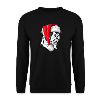 Père Noël bouledogue américain chiens de Noël Wilsigns - Sweat-shirt Unisexe - noir - Devant - Alina (178cm) & Michal (187cm)