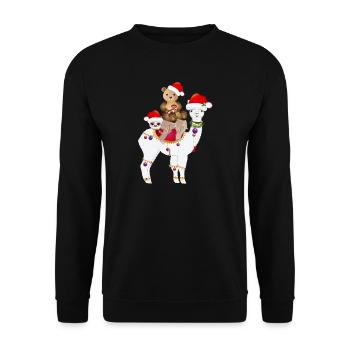 Alpaca, Sloth and Brown Bear Celebrate Christmas - Unisex Sweatshirt - black - Front - Alina (178cm) & Michal (187cm)