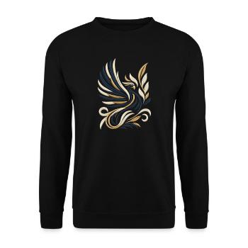 Goldener Phönix Stickerei T-Shirt - Unisex Pullover - Schwarz - Vorne - Alina (178cm) & Michal (187cm)
