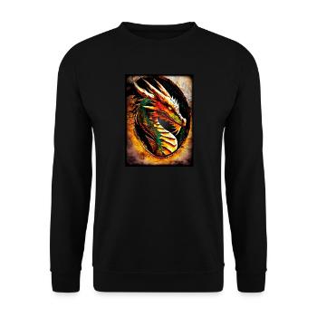 Feuerdrache im Kreis - Unisex Pullover - Schwarz - Vorne - Alina (178cm) & Michal (187cm)