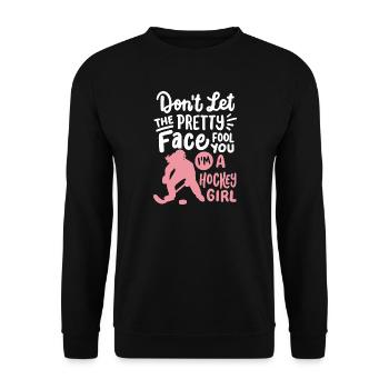 Eishockey Eishockeyspielerin - Unisex Pullover - Schwarz - Vorne - Alina (178cm) & Michal (187cm)