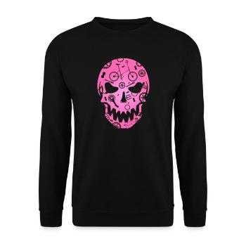 Klapprad Skull pink Shirt Fashion Totenkopf gothic - Unisex Pullover - Schwarz - Vorne - Alina (178cm) & Michal (187cm)
