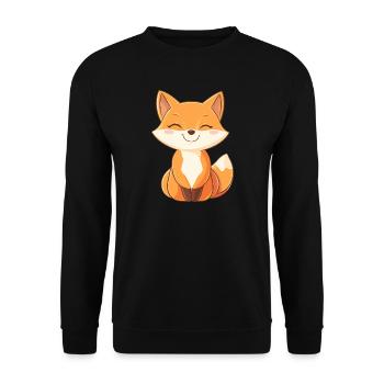 Renard mignon et heureux dans le style dessin animé - Sweat-shirt Unisexe - noir - Devant - Alina (178cm) & Michal (187cm)