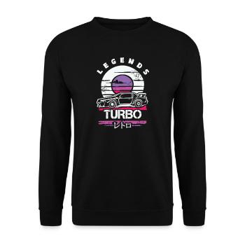 Retro JDM Turbo – Japanisches Auto Design 90s - Unisex Pullover - Schwarz - Vorne - Alina (178cm) & Michal (187cm)