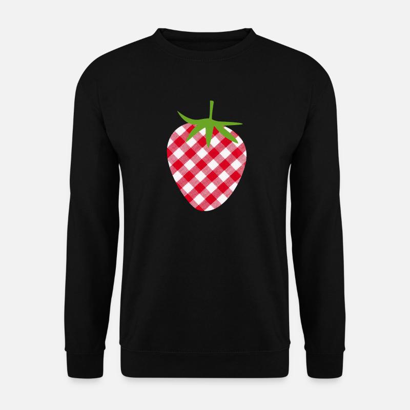 Erdbeere Muttertag kariert Frucht Obst Karo süß - Unisex Pullover - Schwarz