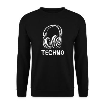 Techno Kopfhörer - Musik Fans Electro und Beats - Unisex Pullover - Schwarz - Vorne - Alina (178cm) & Michal (187cm)