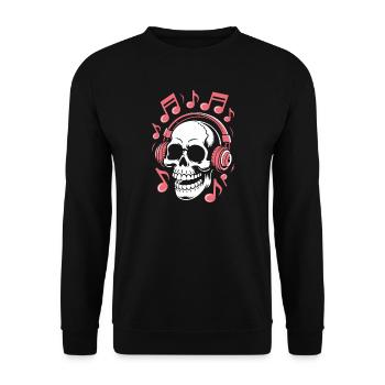 Skull with Headphones Music Art - Unisex Sweatshirt - black - Front - Alina (178cm) & Michal (187cm)