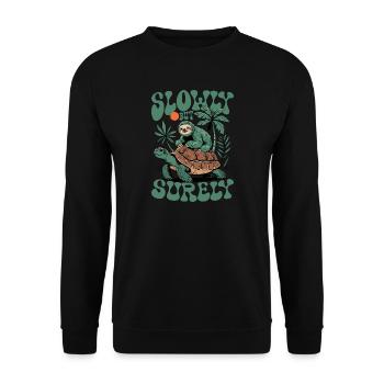 Slowly But Surely Tortoise And Sloth - Unisex Sweatshirt - black - Front - Alina (178cm) & Michal (187cm)