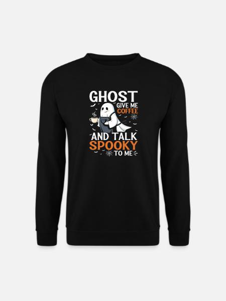 Spooky Ghost Coffee Talk T-Shirt - Unisex Sweatshirt - black