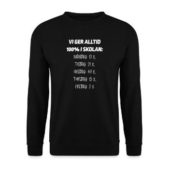 Klassenshirts Wir geben in der Schule immer 100% - Unisex Pullover - Schwarz - Vorne - Alina (178cm) & Michal (187cm)