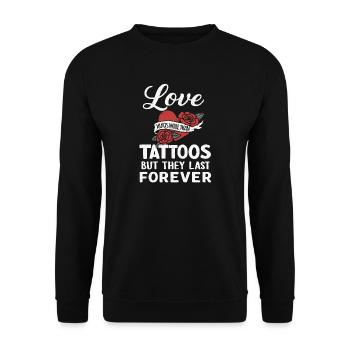 L’amour fait mal – Tatouage Lifestyle Dicton - Sweat-shirt Unisexe - noir - Devant - Alina (178cm) & Michal (187cm)