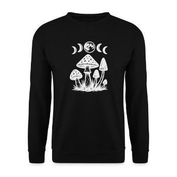 Mushroom Night Myth Design, Moon Phases, Gothic - Unisex Sweatshirt - black - Front - Alina (178cm) & Michal (187cm)