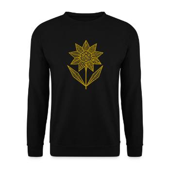 Geometrische Mandala Blumenillustration - Unisex Pullover - Schwarz - Vorne - Alina (178cm) & Michal (187cm)