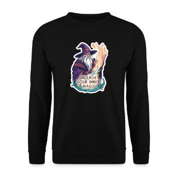 Vieux magicien sorcier - Libérez votre magie intérieure - Sweat-shirt Unisexe - noir - Devant - Alina (178cm) & Michal (187cm)
