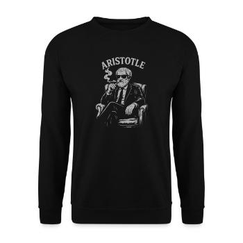 Aristoteles Rauchender Philosoph Porträt - Unisex Pullover - Schwarz - Vorne - Alina (178cm) & Michal (187cm)
