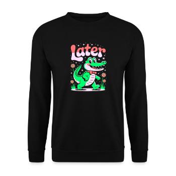 See You Later Aligator - Alligator Retro-Design - Unisex Pullover - Schwarz - Vorne - Alina (178cm) & Michal (187cm)