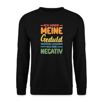 La patience à l’épreuve – je suis négatif - Sweat-shirt Unisexe - noir - Devant - Alina (178cm) & Michal (187cm)