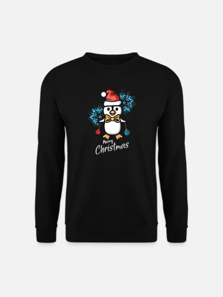 Weihnachtspinguin mit Schneeflocken - Unisex Pullover - Schwarz