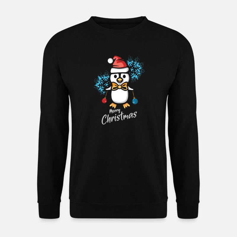 Weihnachtspinguin mit Schneeflocken - Unisex Pullover - Schwarz