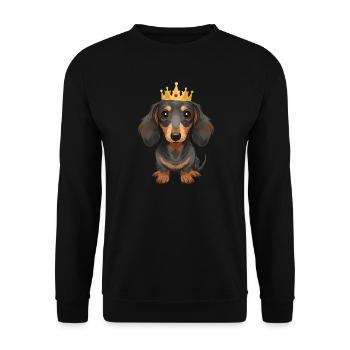Petit teckel avec couronne design mignon - Sweat-shirt Unisexe - noir - Devant - Alina (178cm) & Michal (187cm)