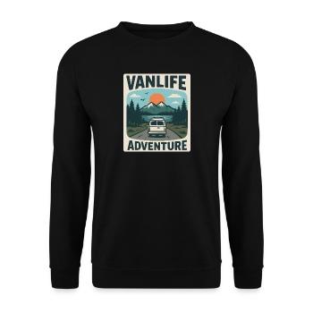 Vanlife-Abenteuer - Unisex Pullover - Schwarz - Vorne - Alina (178cm) & Michal (187cm)