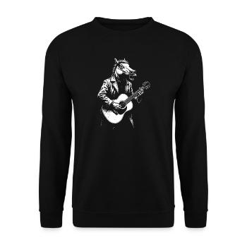 Guitare cheval en costume - Sweat-shirt Unisexe - noir - Devant - Alina (178cm) & Michal (187cm)