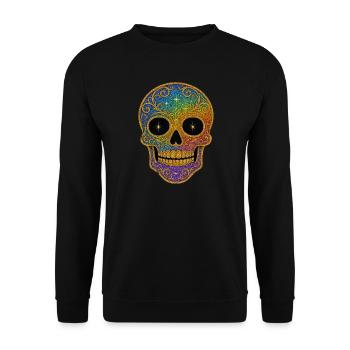 Regenbogen Totenkopf Design - Unisex Pullover - Schwarz - Vorne - Alina (178cm) & Michal (187cm)