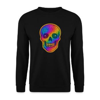 Regenbogen Glitzer Schädel - Unisex Pullover - Schwarz - Vorne - Alina (178cm) & Michal (187cm)