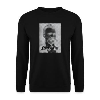 Halftone Philosophical Portrait - Unisex Sweatshirt - black - Front - Alina (178cm) & Michal (187cm)