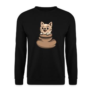 Cute cat looking out of brown sack - Unisex Sweatshirt - black - Front - Alina (178cm) & Michal (187cm)