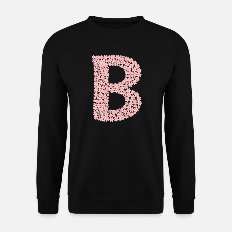 Blüten Monogramm "B" - Unisex Pullover - Schwarz