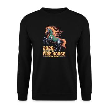 Fire Horse 2026 Burn Bright New Year Design - Unisex Sweatshirt - black - Front - Alina (178cm) & Michal (187cm)
