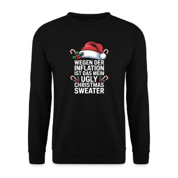 L’inflation rencontre le moche pull de Noël - Sweat-shirt Unisexe - noir - Devant - Alina (178cm) & Michal (187cm)