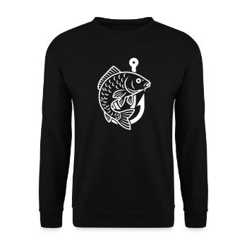 Carp Jumping Fish Fishing Hook - Unisex Sweatshirt - black - Front - Alina (178cm) & Michal (187cm)